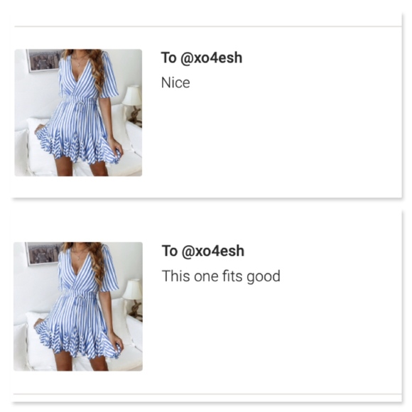 Striped Fit and Flare White & Blue Short Dress - Picture 8 of 8